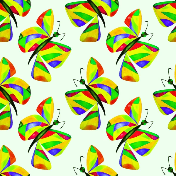 Soyut Kelebeklerle Dekoratif Pürüzsüz Desen Güzel Bir Yaz Baskısı Renkli — Stok fotoğraf