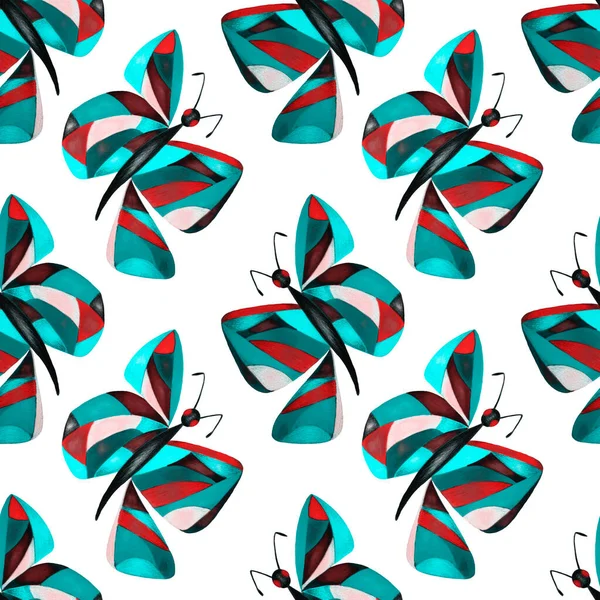 Soyut Kelebeklerle Dekoratif Pürüzsüz Desen Güzel Bir Yaz Baskısı Renkli — Stok fotoğraf