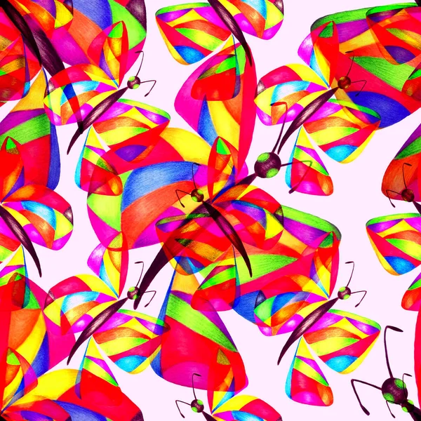 Διακοσμητικό Μοτίβο Χωρίς Ραφή Αφηρημένες Πεταλούδες Ωραία Καλοκαιρινή Εκτύπωση Πολύχρωμο — Φωτογραφία Αρχείου
