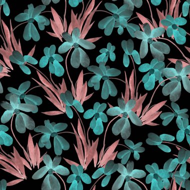 Çiçeklerle suluboya desenli çiçek deseni. Renkli doğa geçmişi. Güzel bir yaz baskısı. Herhangi bir tasarım için.