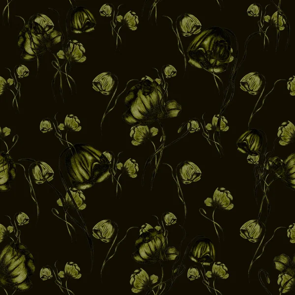 Квітковий Безшовний Візерунок Акварельними Квітами Барвистий Фон Природи Прекрасний Літній — стокове фото