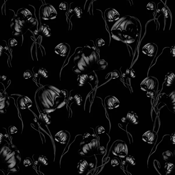 Virágos Zökkenőmentes Minta Akvarell Virágokkal Színes Természet Háttér Gyönyörű Nyári — Stock Fotó