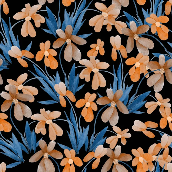 Floral Απρόσκοπτη Μοτίβο Λουλούδια Ακουαρέλα Πολύχρωμο Φόντο Της Φύσης Ωραία — Φωτογραφία Αρχείου
