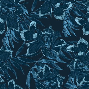 Hawaii çiçekli, suluboya tropikal çiçekli, dikişsiz desen. Egzotik Canna çiçeği. Renkli el çizimi çizimi. Tropik yaz baskısı.