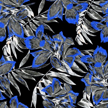 Hawaii çiçekli, suluboya tropikal çiçekli, dikişsiz desen. Egzotik Canna çiçeği. Renkli el çizimi çizimi. Tropik yaz baskısı.