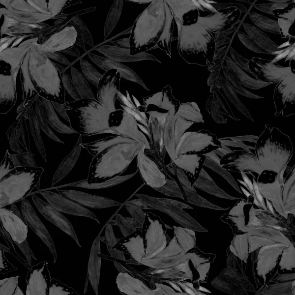 Χαβάης Floral Αδιάλειπτη Μοτίβο Υδατογραφία Τροπικά Λουλούδια Εξωτικό Λουλούδι Canna — Φωτογραφία Αρχείου