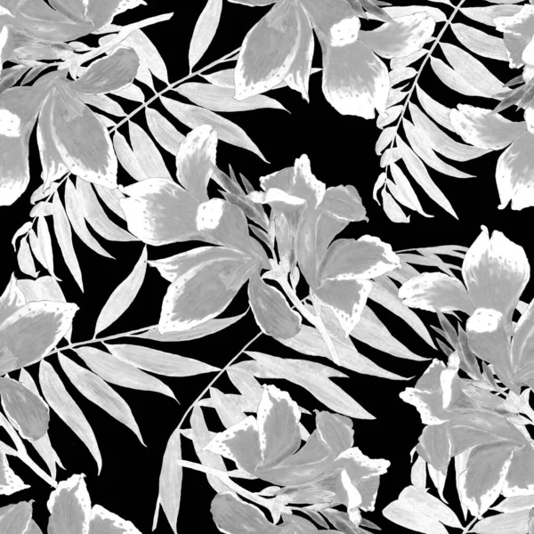 Гавайский Бесшовный Цветочный Узор Акварельными Тропическими Цветами Экзотический Цветок Канны — стоковое фото