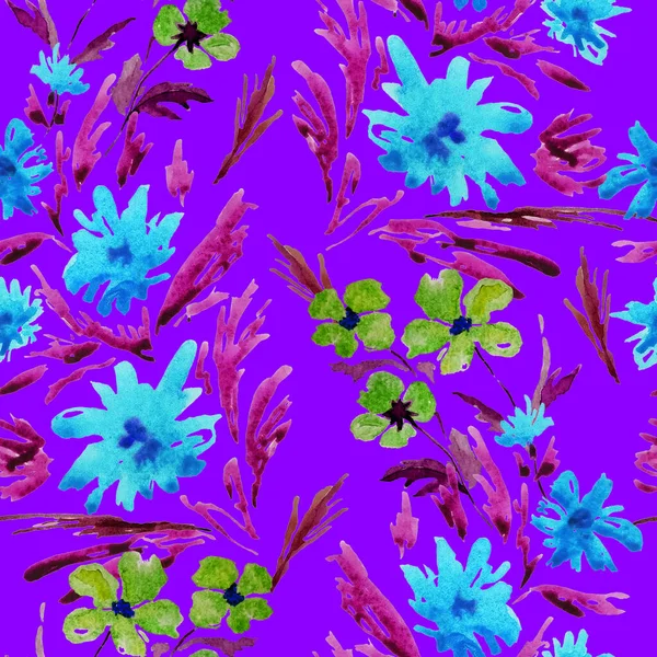 抽象的な水彩風の花々とシームレスなパターン ロマンチックな夏の花のプリント 手描き — ストック写真