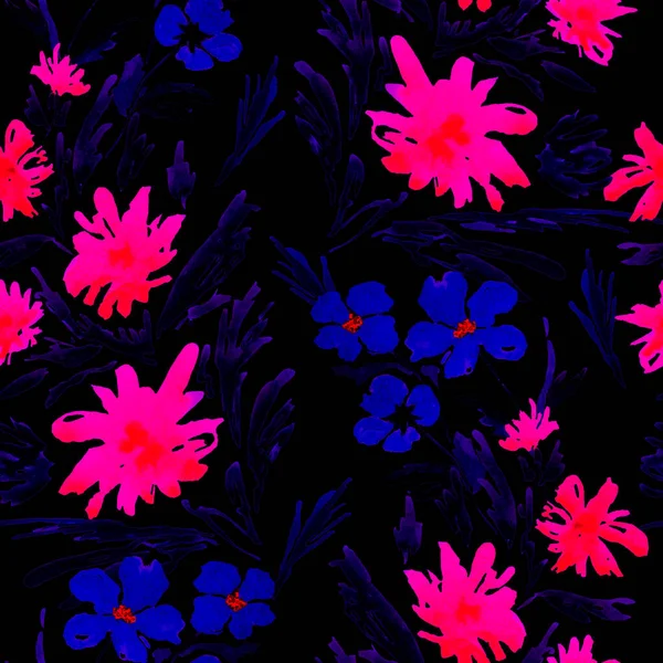 Patrón Sin Costura Abstracto Con Flores Estilizadas Acuarela Estampado Floral — Foto de Stock