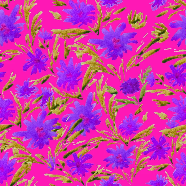 Abstract Naadloos Patroon Met Gestileerde Aquarelbloemen Romantische Zomerbloemenprint Handgetrokken — Stockfoto