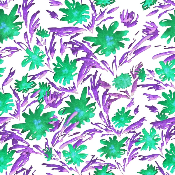 Abstraktes Nahtloses Muster Mit Stilisierten Aquarellblumen Romantischer Sommer Blumenprint Handgezeichnet — Stockfoto