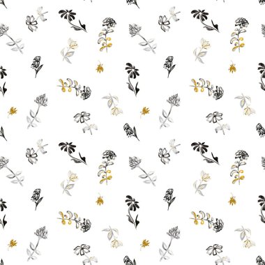 Suluboya şekilli, dikişsiz, soyut çiçek deseni. Yüzey tasarımı için güzel arkaplan.