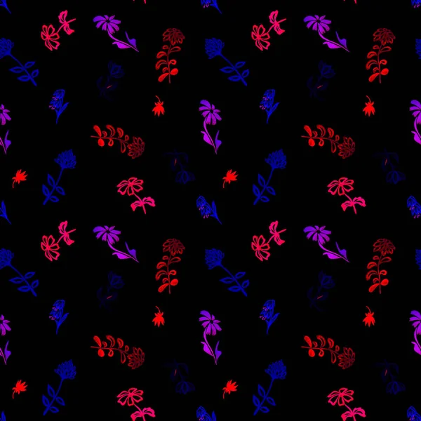 Abstraktes Florales Nahtloses Muster Mit Kleinen Blümchen Aquarell Kontur Schöner — Stockfoto