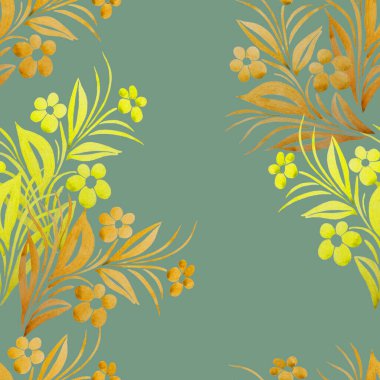 Basit çiçek dallarıyla sulu boya deseni. Yüzey tasarımı için güzel arkaplan.