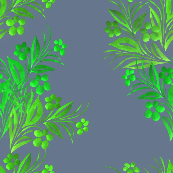 Akvarel Bezešvný Vzor Větvemi Jednoduchých Květin Krásné Pozadí Pro Design — Stock fotografie
