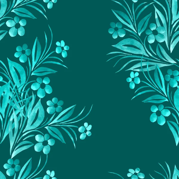 Акварель Бесшовный Узор Ветвями Простых Цветов Красивый Фон Дизайна Поверхности — стоковое фото