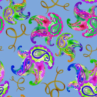 Suluboya desenli güzel, pürüzsüz bir desen. Etnik Asya kalıplarına dayalı süs arkaplanı.