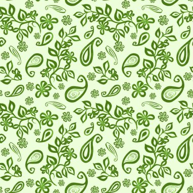 Suluboya hatları, çiçekler ve desenli elementlerle soyut ve pürüzsüz bir desen. Etnik Asya kalıplarına dayalı süs arkaplanı.