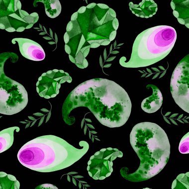 Soyut, dikişsiz, suluboya desenli desenler. Etnik Asya kalıplarına dayalı süs arkaplanı.