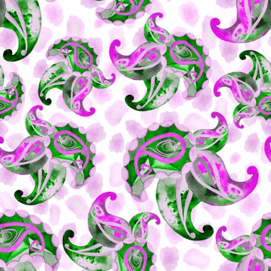 Hayvan derisinde suluboya desenli, soyut, pürüzsüz desenler var. Etnik Asya kalıplarına dayalı süs arkaplanı.