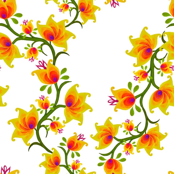 Patrón Sin Costura Abstracto Con Flores Acuarela Estilizadas Antecedentes Ornamentales —  Fotos de Stock
