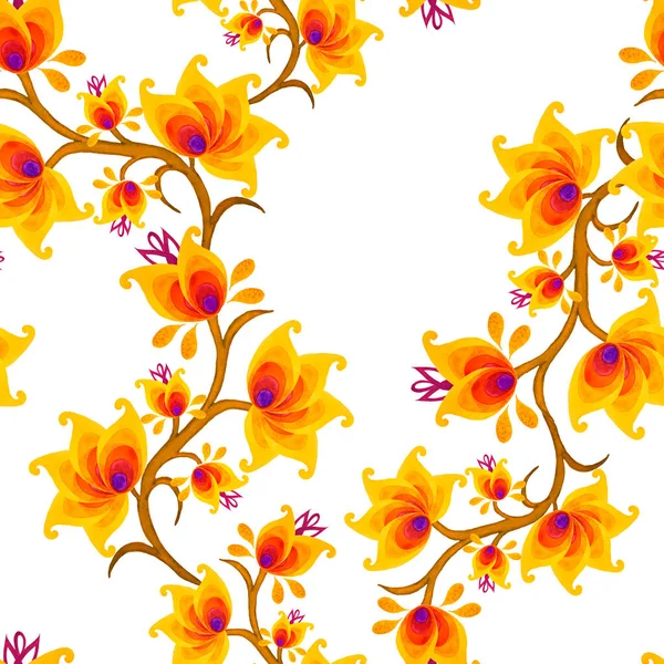 Abstraktes Nahtloses Muster Mit Stilisierten Aquarellblumen Ornamentaler Hintergrund Nach Ethnischen — Stockfoto