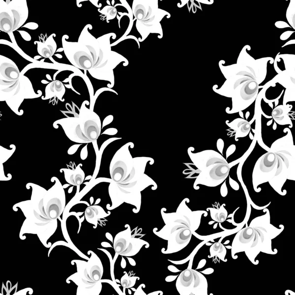 Αφηρημένη Αδιάλειπτη Μοτίβο Στυλιζαρισμένα Λουλούδια Ακουαρέλα Διακοσμητικό Υπόβαθρο Βασισμένο Εθνοτικά — Φωτογραφία Αρχείου