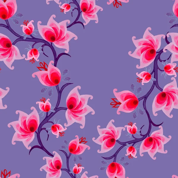 Abstrakcyjny Bezszwowy Wzór Stylizowanymi Akwarelowymi Kwiatami Ozdobne Tło Oparte Etnicznych — Zdjęcie stockowe