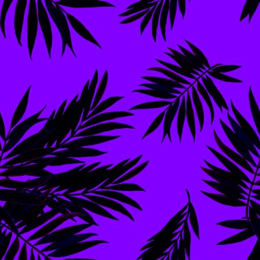 Orman yapraklı, tropik, pürüzsüz bir desen. Avuç içi. Hawaii tarzında elle çizilmiş egzotik bitkilerle çok güzel bir iz. Yaz doğal arka plan.