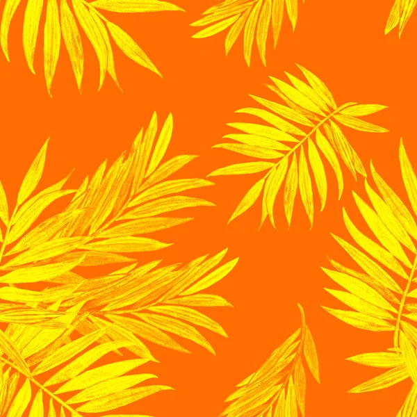 Tropisch Naadloos Patroon Met Jungle Bladeren Een Handpalm Mooie Allover — Stockfoto