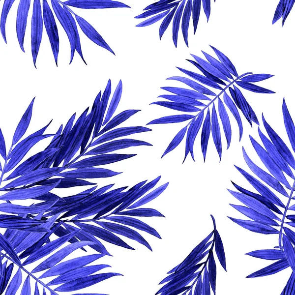 ジャングルの葉と熱帯シームレスパターン パームだ ハワイアンスタイルのエキゾチックな植物を手描きで美しいアローバープリント 夏の自然背景 — ストック写真
