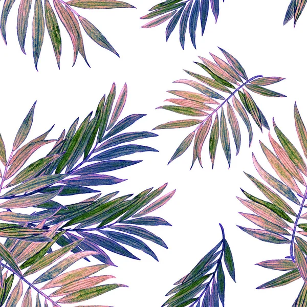 Tropical Seamless Pattern Jungle Leaves Palm Beautiful Allover Print Hand — Stock Photo, Image