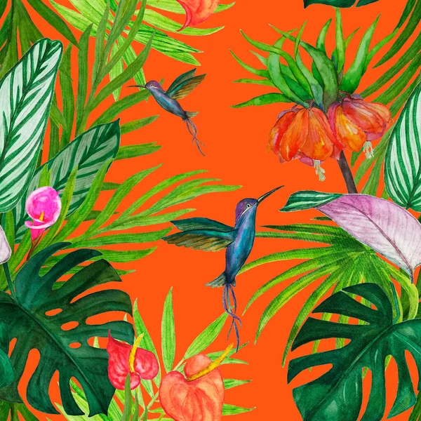 Padrão Sem Costura Decorativa Com Aquarela Ilustração Tropical Impressão Allover — Fotografia de Stock