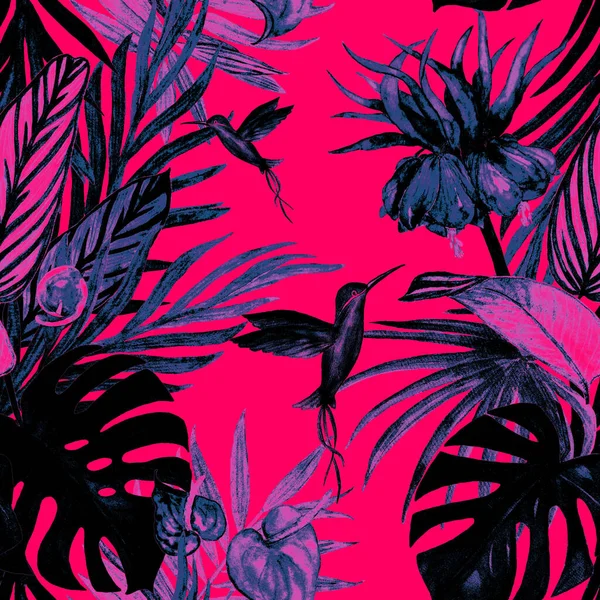 Dekorative Nahtlose Muster Mit Aquarell Tropischen Illustration Schöner Allover Print — Stockfoto