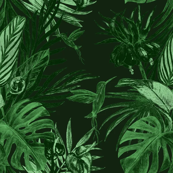 Modello Decorativo Senza Cuciture Con Acquerello Tropicale Illustrazione Bella Stampa — Foto Stock