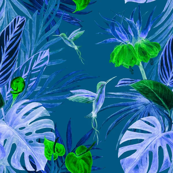 Padrão Sem Costura Decorativa Com Aquarela Ilustração Tropical Impressão Allover — Fotografia de Stock