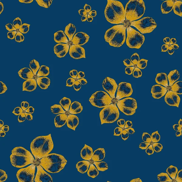 Hermoso Patrón Sin Costuras Con Flores Oro Estilizadas Origen Ornamental —  Fotos de Stock