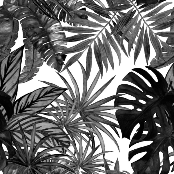 Гавайский Бесшовный Рисунок Акварелью Тропических Листьев Экзотическая Летняя Печать Ручная — стоковое фото