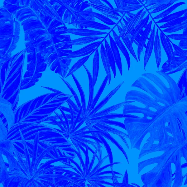 Hawaii 'de tropikal yapraklı, suluboya desenli. Egzotik yaz baskısı. El çizimi illüstrasyon.