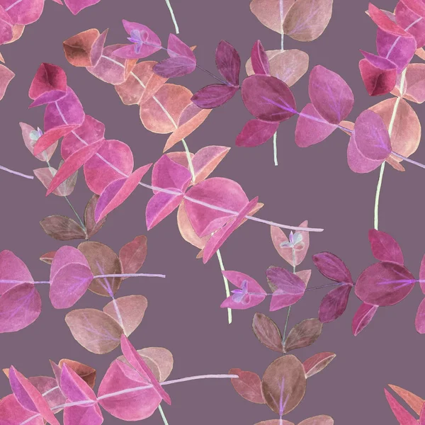 Watercolor seamless pattern with eucalyptus branch. Leaf background. Floral vintage decoration. Can be used for any kind of a design.