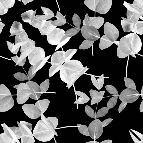 Padrão Sem Costura Aquarela Com Ramo Eucaliptus Folha Fundo Floral — Fotografia de Stock