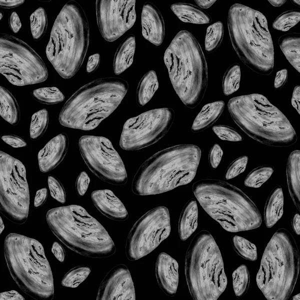 Abstract watercolor seamless pattern with seashells. Beautiful nature background. For any kind of a design. — Stock Image Abstract Watercolor Seamless Pattern Seashells Beautiful Nature Background Any Kind Stock Picture