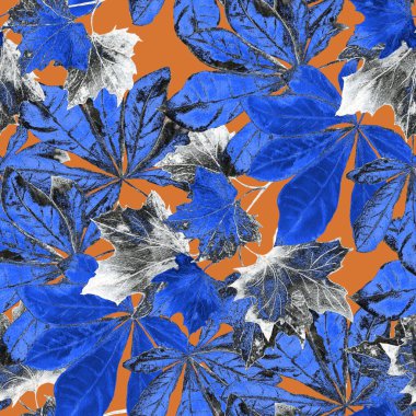 Suluboya yaprakları dökülen güzel, pürüzsüz desen. Güzel, doğal sonbahar baskısı. Renkli el çizimi illüstrasyonu.