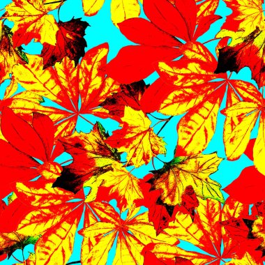 Suluboya yaprakları dökülen güzel, pürüzsüz desen. Güzel, doğal sonbahar baskısı. Renkli el çizimi illüstrasyonu.