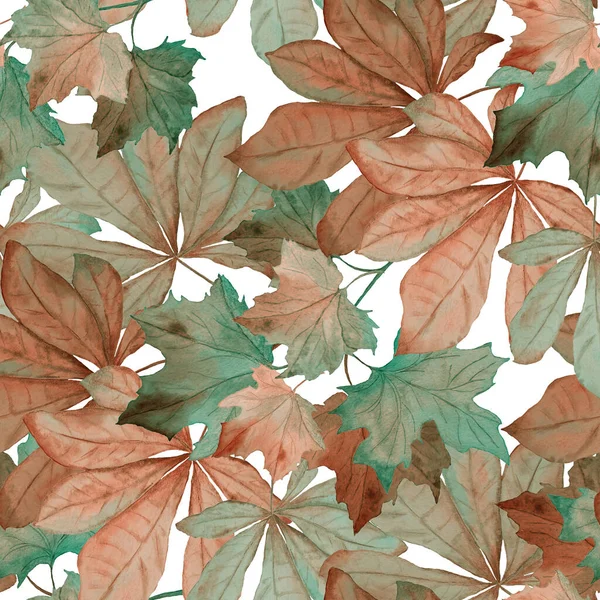 Belo Padrão Sem Costura Com Folhas Queda Aquarela Bela Impressão — Fotografia de Stock
