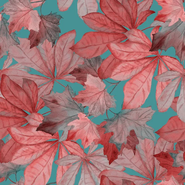 Όμορφη Απρόσκοπτη Μοτίβο Ακουαρέλα Φύλλα Που Πέφτουν Όμορφη Φυσική Φθινοπωρινή — Φωτογραφία Αρχείου
