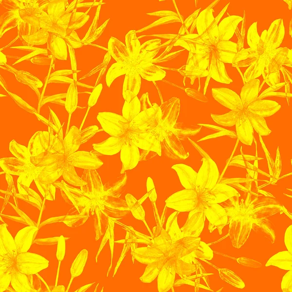 Aquarell Nahtloses Muster Mit Lilienblüten Botanische Lilie Blume Print Florale — Stockfoto