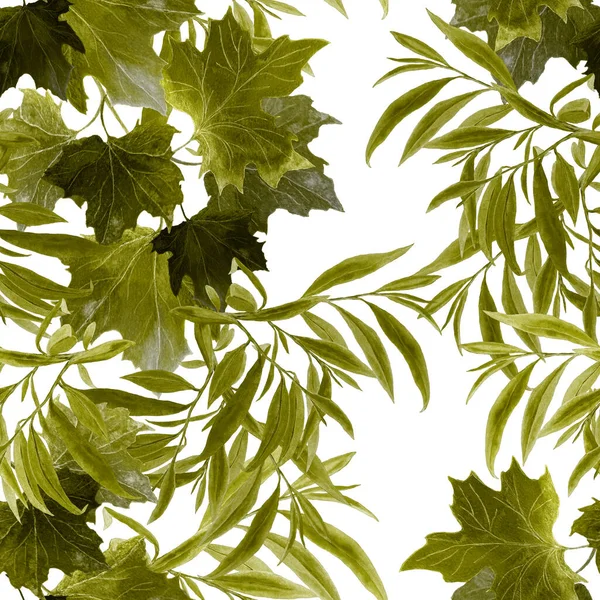 Padrão Sem Costura Decorativa Com Folhas Queda Aquarela Bela Impressão — Fotografia de Stock