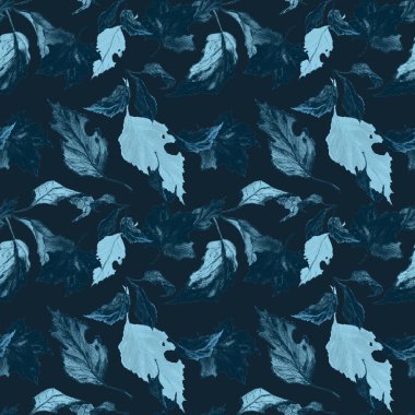 Düşen suluboya yaprakları olan soyut, pürüzsüz bir desen. Güzel, doğal sonbahar baskısı. Renkli el çizimi illüstrasyonu.