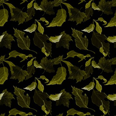 Düşen suluboya yaprakları olan soyut, pürüzsüz bir desen. Güzel, doğal sonbahar baskısı. Renkli el çizimi illüstrasyonu.